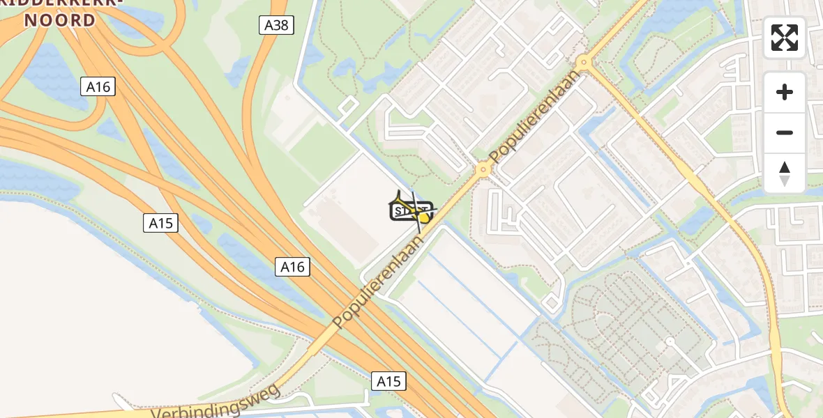 Routekaart van de vlucht: Lifeliner 2 naar Ridderkerk, Populierenlaan