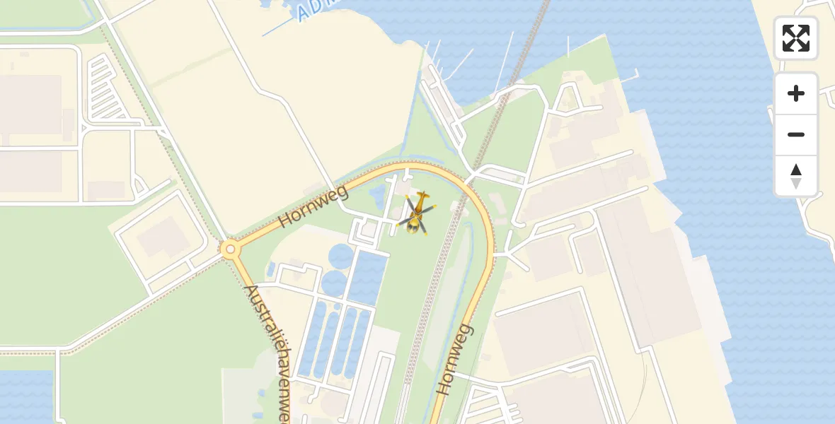 Routekaart van de vlucht: Traumahelikopter naar Amsterdam Heliport