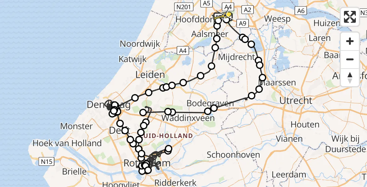 Routekaart van de vlucht: Politieheli naar Schiphol, Schipholdijk