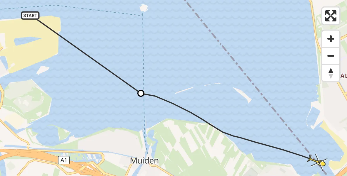 Routekaart van de vlucht: Politiehelikopter naar Muiden, Vecht