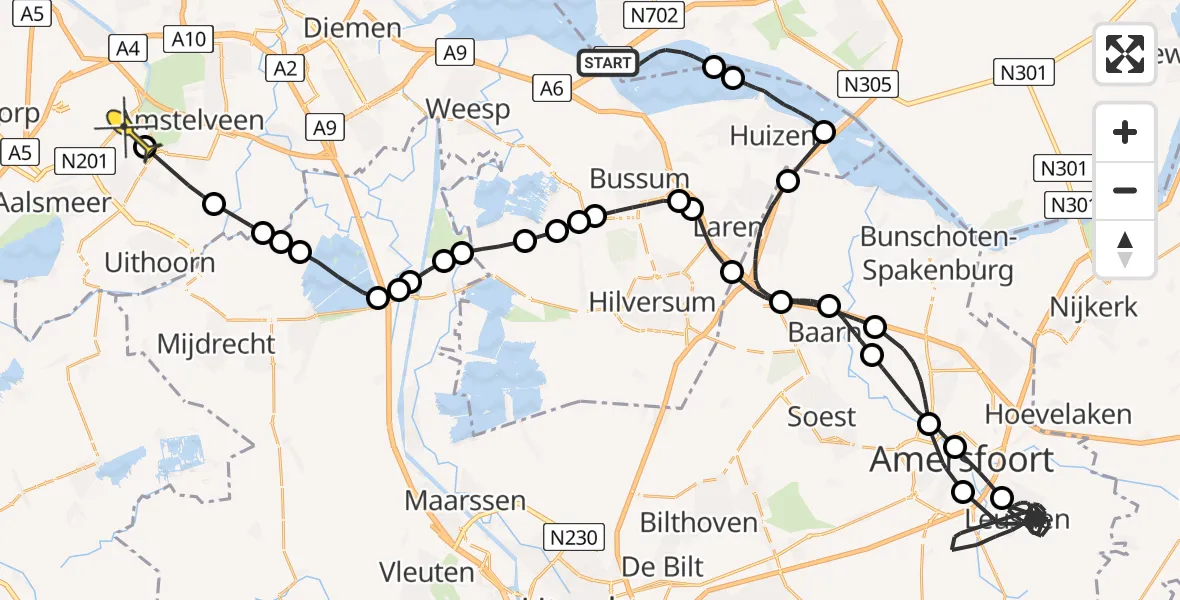 Routekaart van de vlucht: Politieheli naar Aalsmeer, Gooimeerdijk-West