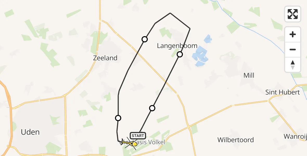 Routekaart van de vlucht: Lifeliner 3 naar Vliegbasis Volkel, Zeelandsedijk