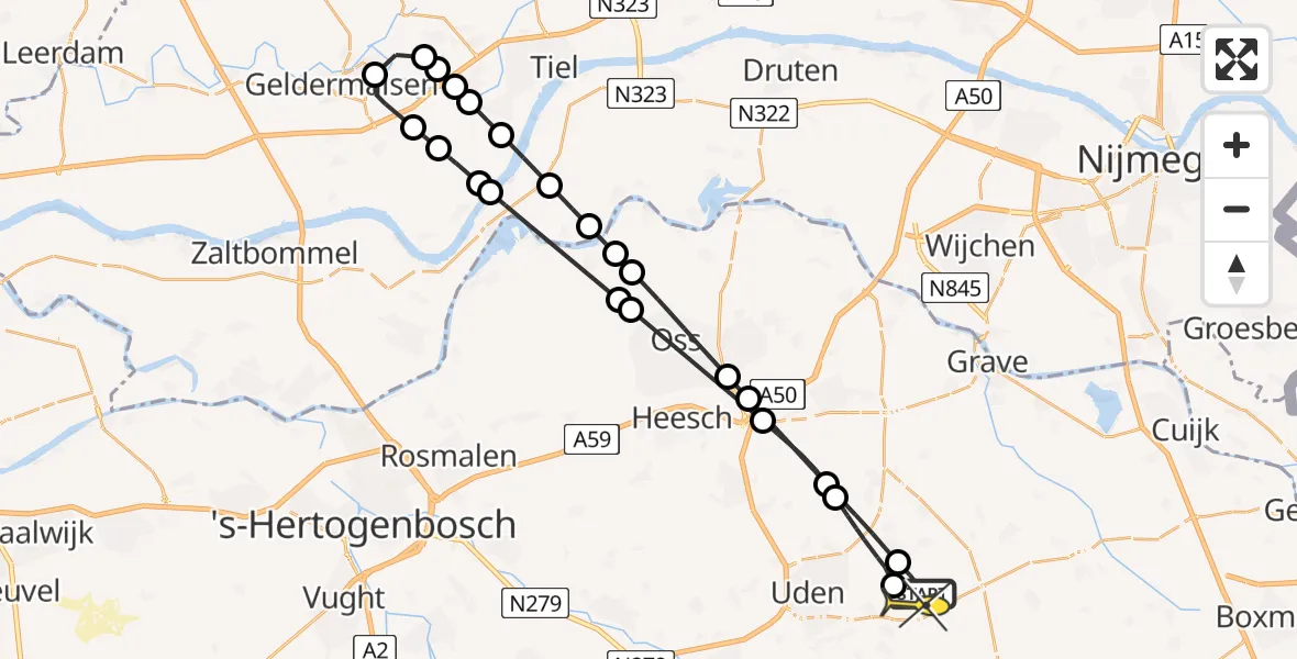 Routekaart van de vlucht: Lifeliner 3 naar Vliegbasis Volkel, Achter-Oventje