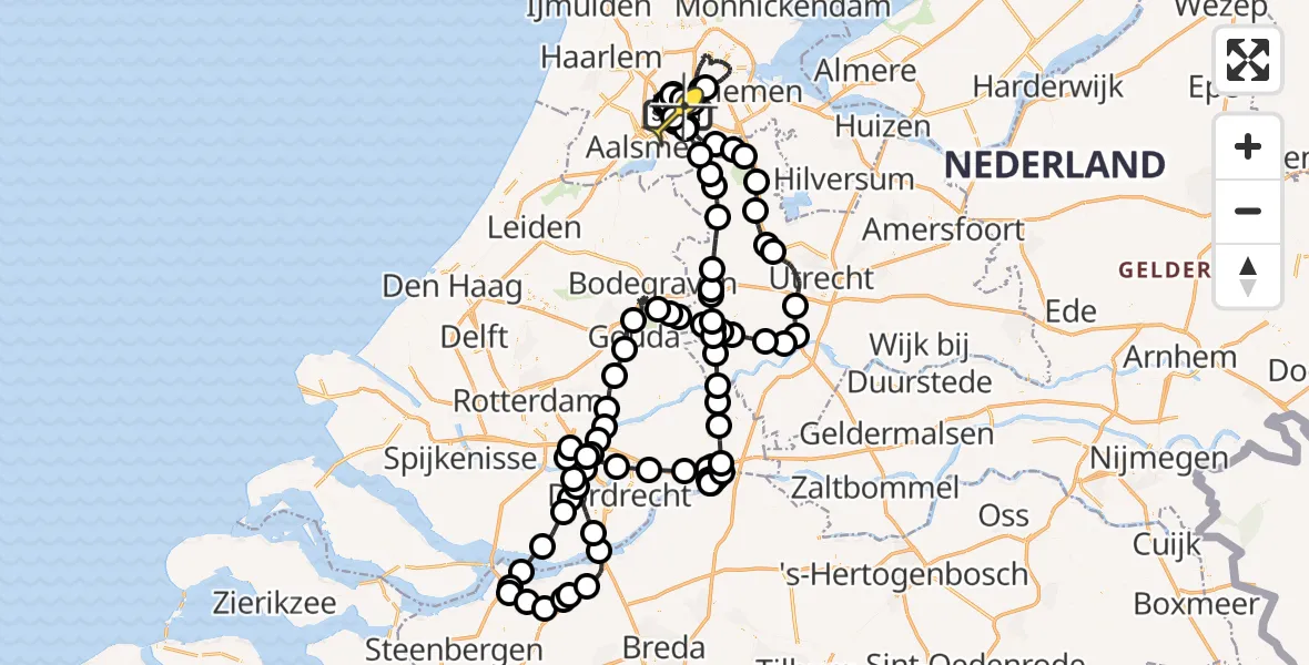 Routekaart van de vlucht: Politieheli naar Schiphol, Hatostraat