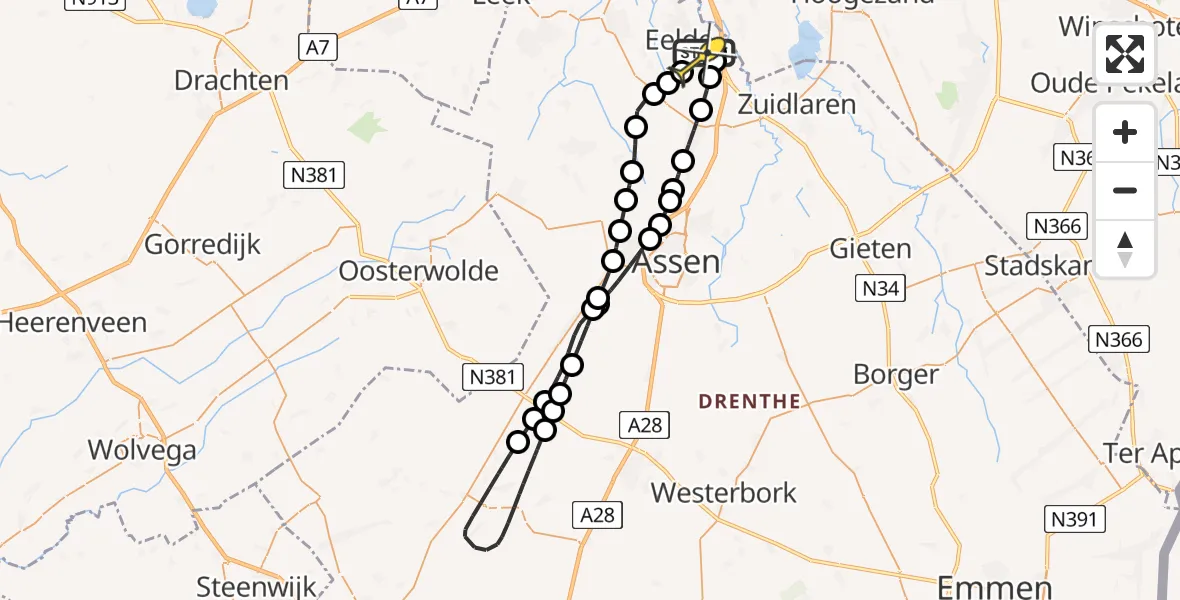 Routekaart van de vlucht: Lifeliner 4 naar Groningen Airport Eelde, Groningerstraat