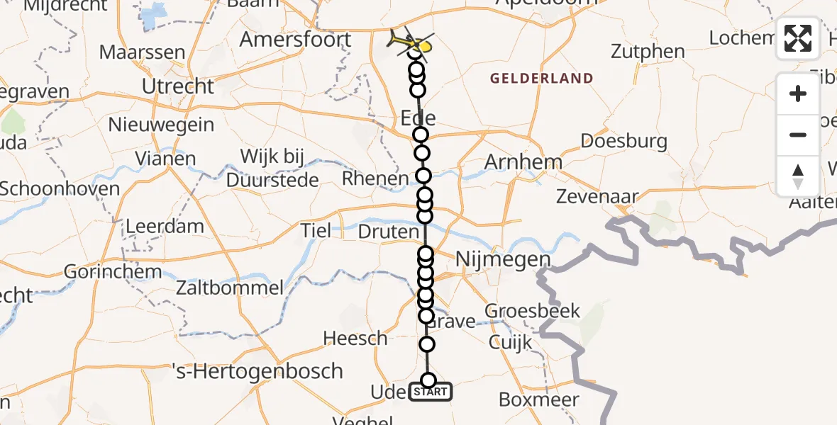 Routekaart van de vlucht: Lifeliner 3 naar Kootwijkerbroek, Bovenste Trent