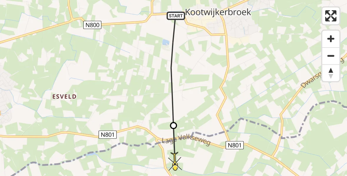 Routekaart van de vlucht: Traumaheli naar Lunteren, Vinkekampweg