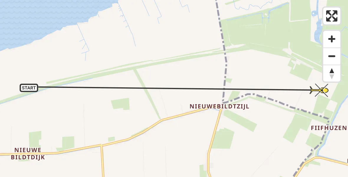 Routekaart van de vlucht: Ambulanceheli naar Hallum, Noorderleeg