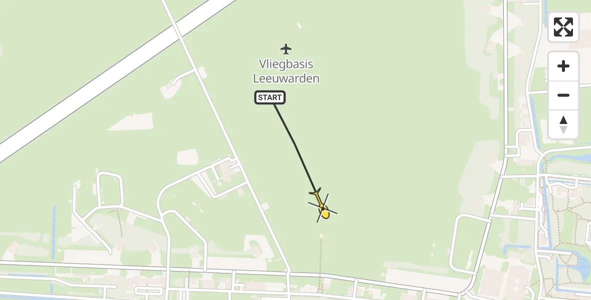 Routekaart van de vlucht: Ambulancehelikopter naar Vliegbasis Leeuwarden, Keegsdijkje