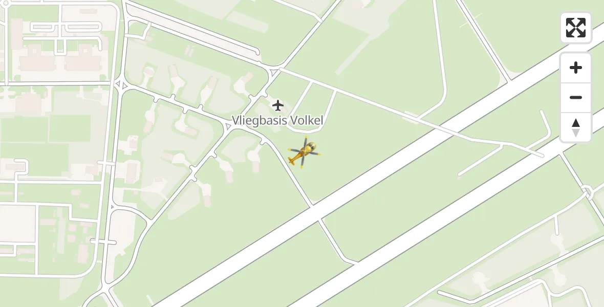 Vluchtroute Traumahelikopter van Vliegbasis Volkel naar Vliegbasis Volkel