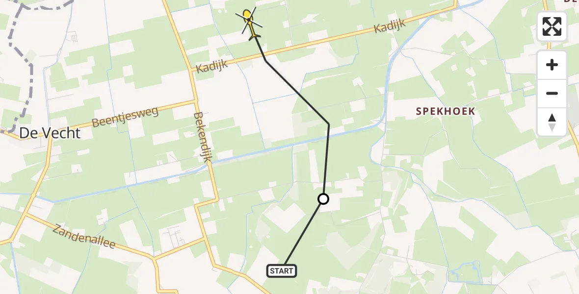 Routekaart van de vlucht: Politiehelikopter naar Nijbroek, Toevoerkanaal