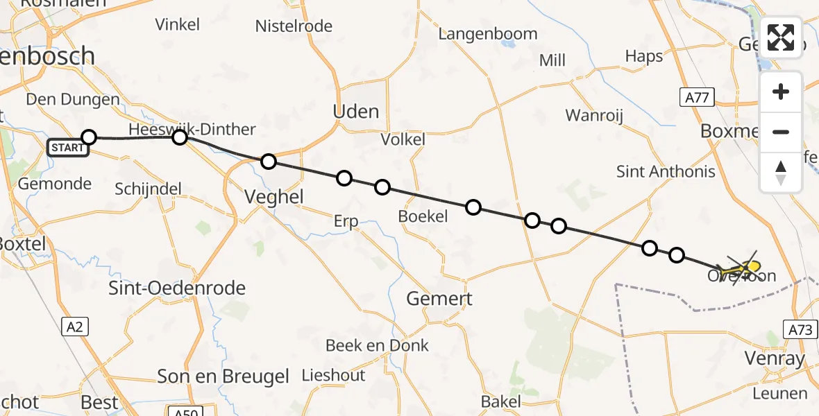 Routekaart van de vlucht: Lifeliner 3 naar Overloon, De Bus