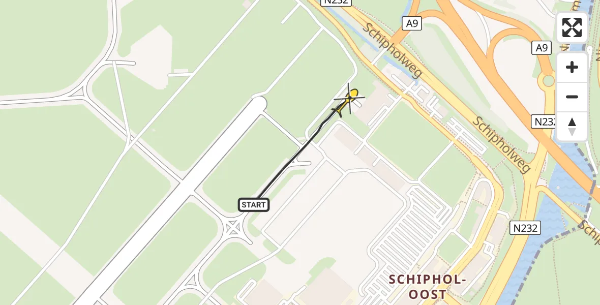 Vluchtroute Politiehelikopter van Schiphol naar Schiphol