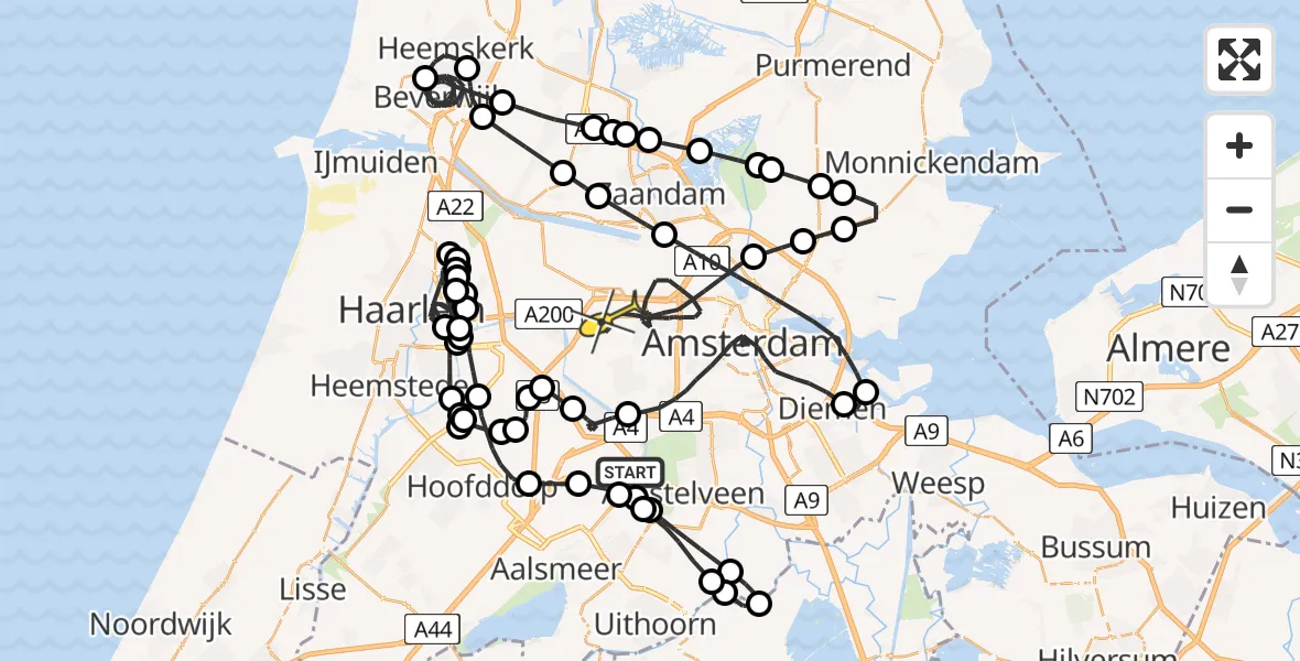 Routekaart van de vlucht: Politieheli naar Amsterdam, Fokkerweg