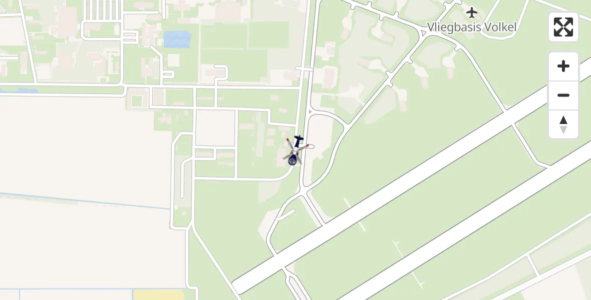 Vluchtroute Politiehelikopter van Vliegbasis Volkel naar Vliegbasis Volkel