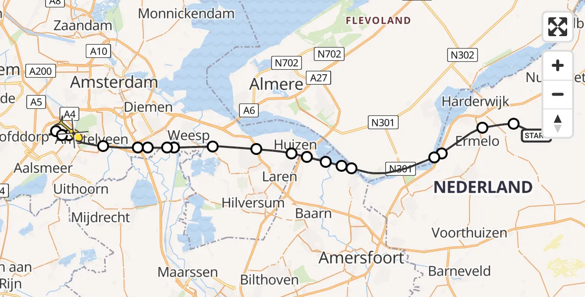 Routekaart van de vlucht: Politieheli naar Schiphol, Beekhuizerweg