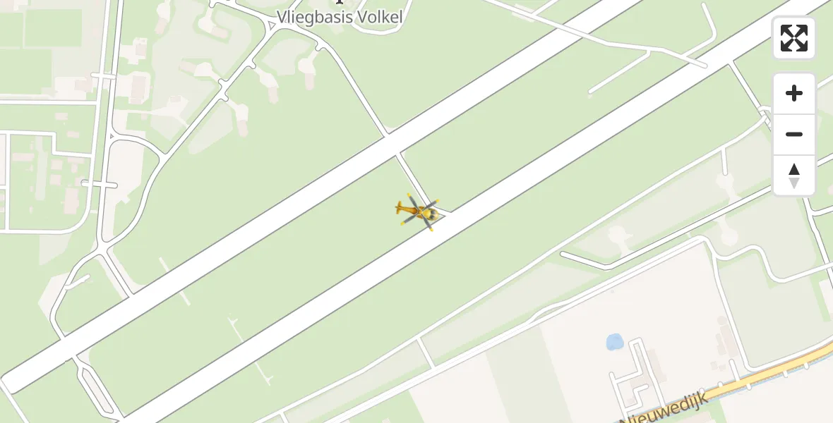 Vluchtroute Traumahelikopter van Vliegbasis Volkel naar Vliegbasis Volkel