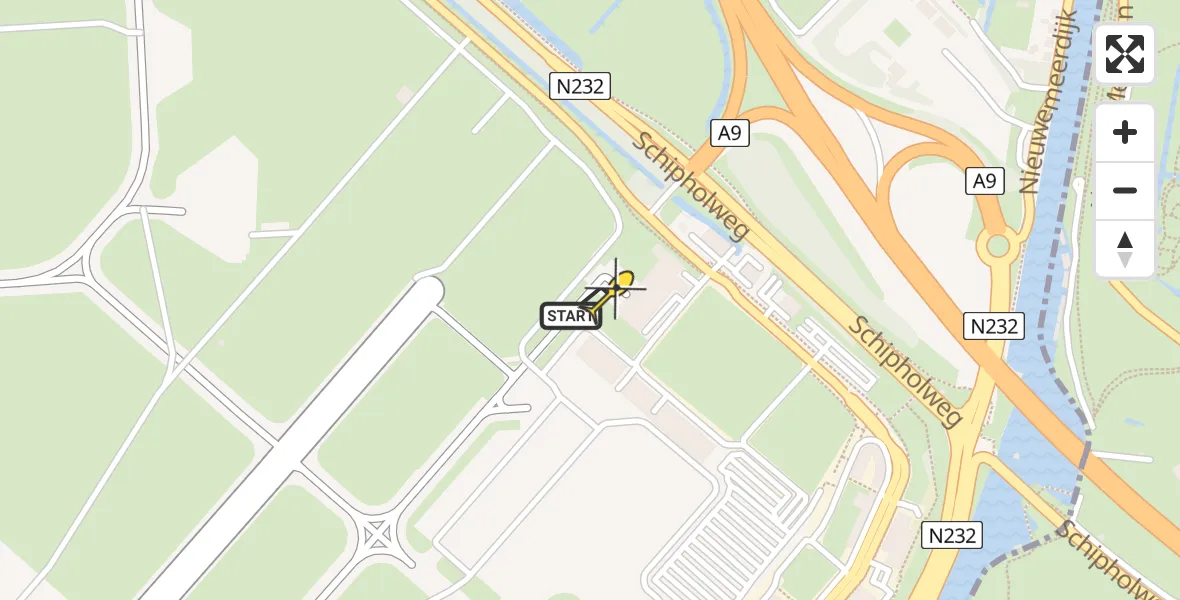 Vluchtroute Politiehelikopter van Schiphol naar Schiphol