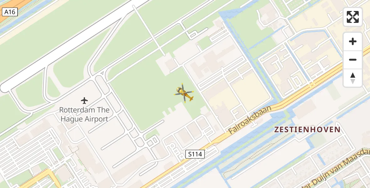 Vluchtroute Traumahelikopter Rotterdam The Hague Airport - Rotterdam The Hague Airport, 09 maart 2024, 22:18