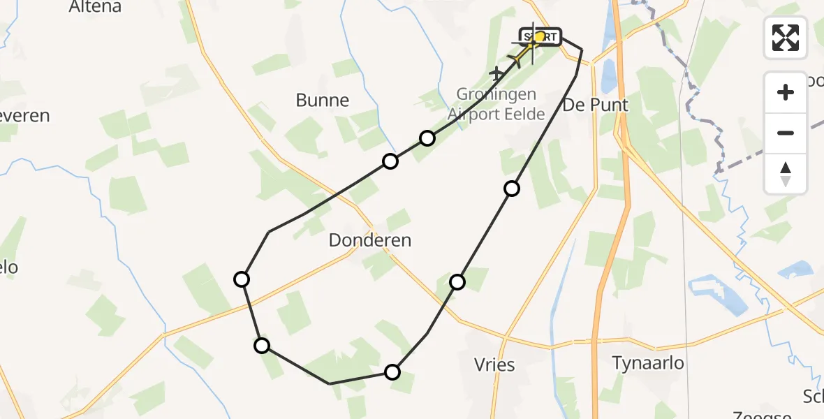 Routekaart van de vlucht: Lifeliner 4 naar Groningen Airport Eelde, Duinstraat