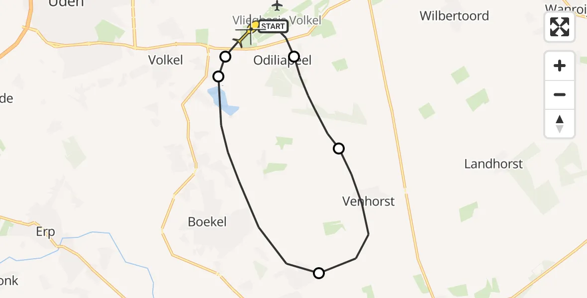 Routekaart van de vlucht: Lifeliner 3 naar Vliegbasis Volkel, Korenbloemstraat