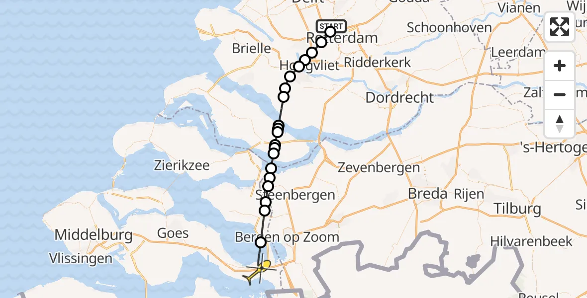 Routekaart van de vlucht: Lifeliner 2 naar Rilland, Hondsdijkstraat