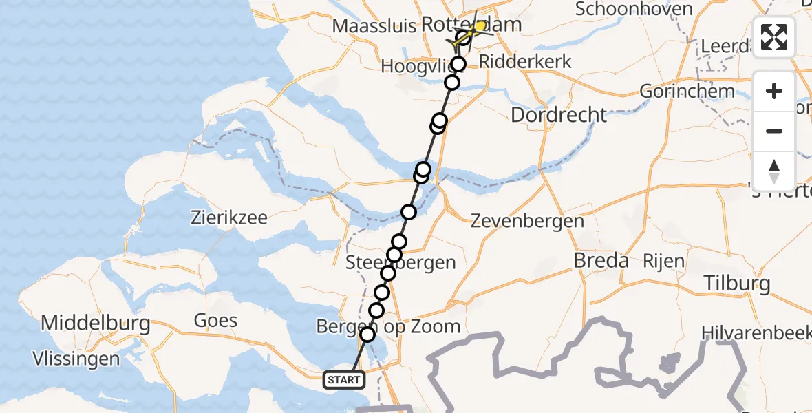 Routekaart van de vlucht: Lifeliner 2 naar Erasmus MC, De Poort