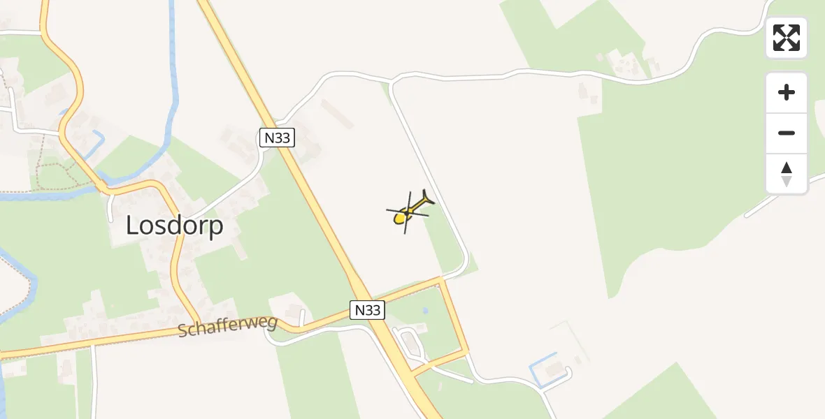 Routekaart van de vlucht: Traumahelikopter naar Losdorp