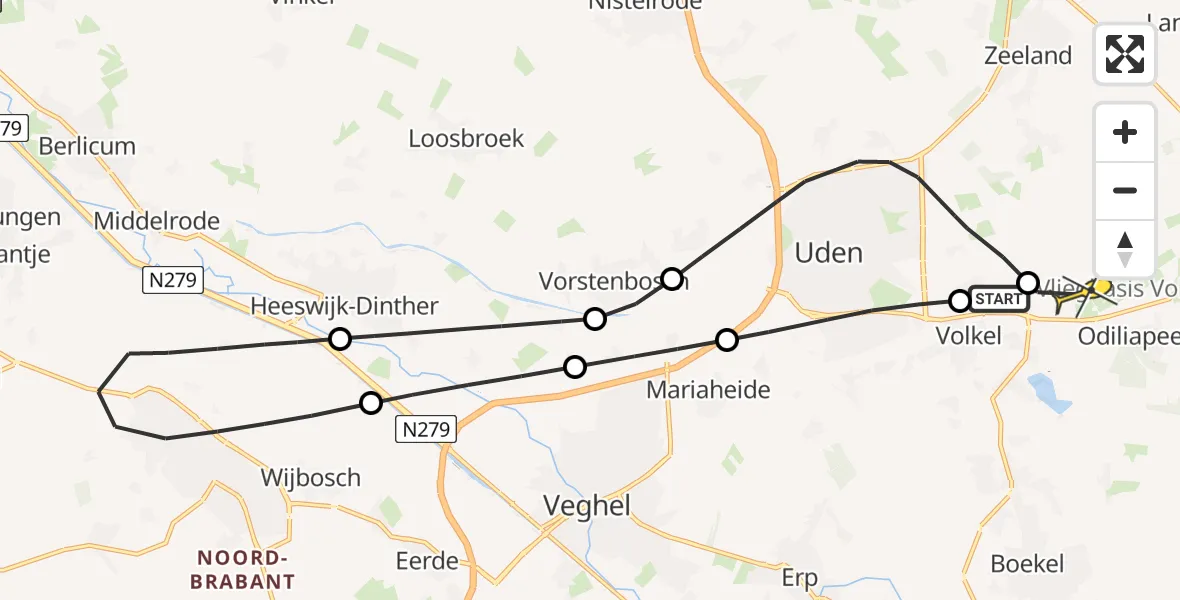 Routekaart van de vlucht: Lifeliner 3 naar Vliegbasis Volkel, Groenendal