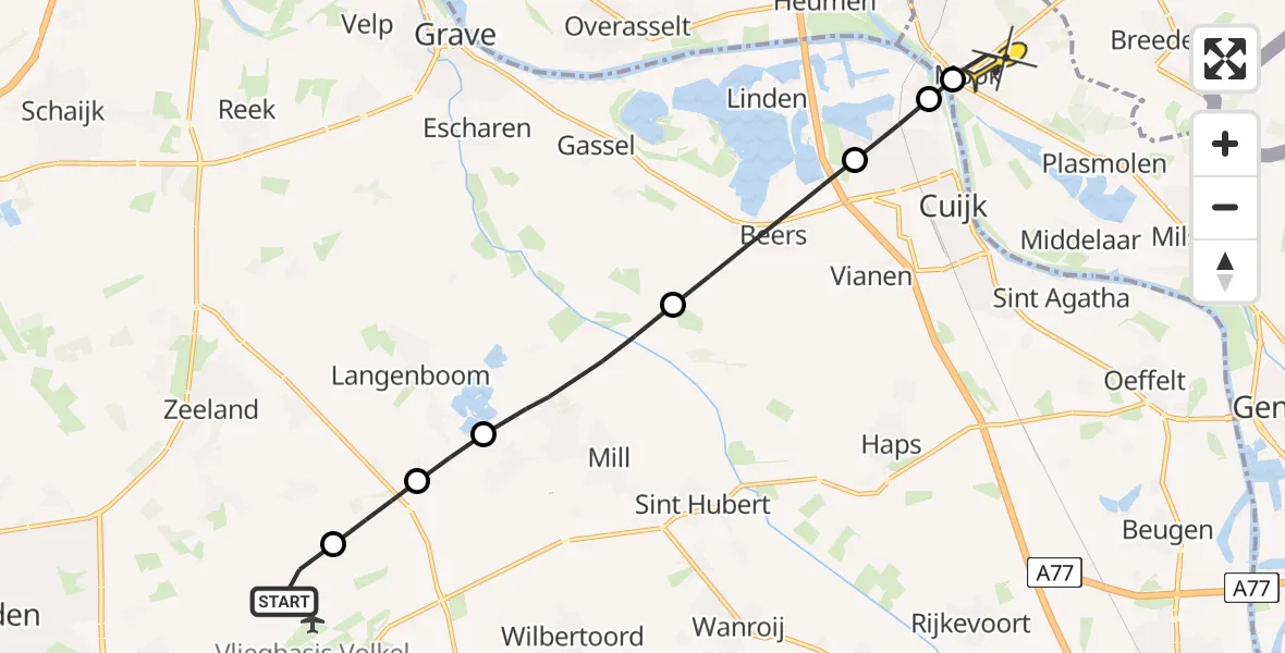 Routekaart van de vlucht: Lifeliner 3 naar Mook, Spoorweg