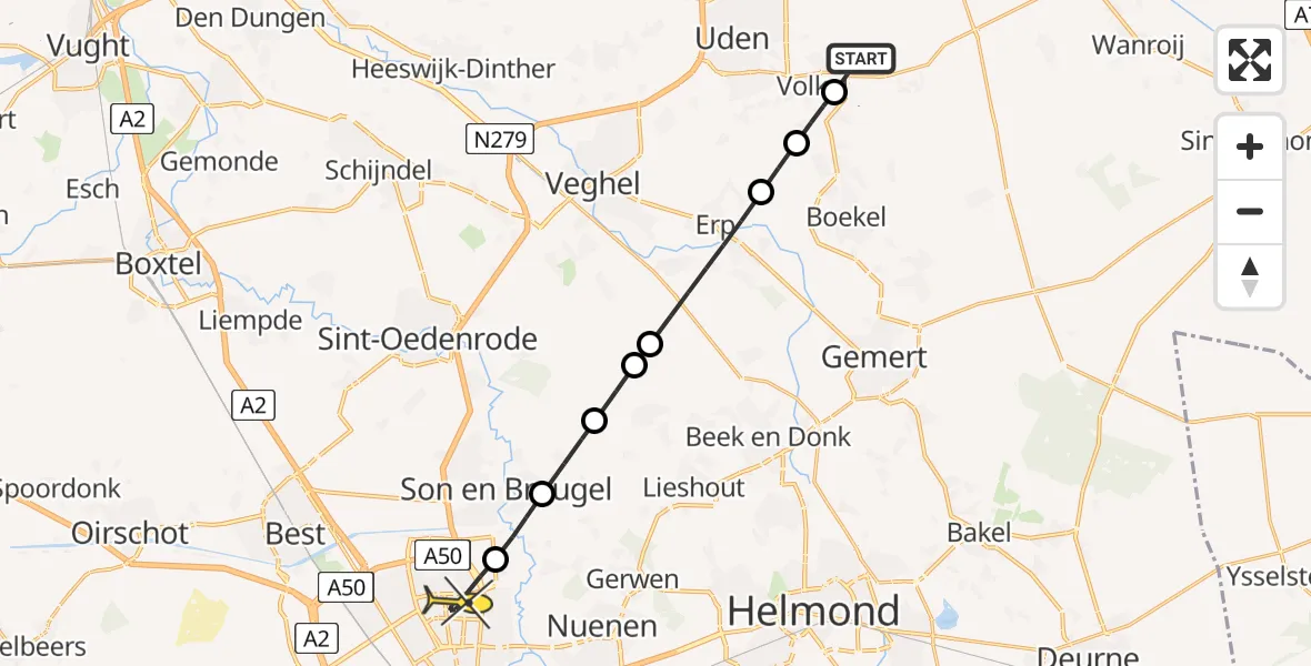 Routekaart van de vlucht: Lifeliner 3 naar Eindhoven, Oosterensepad