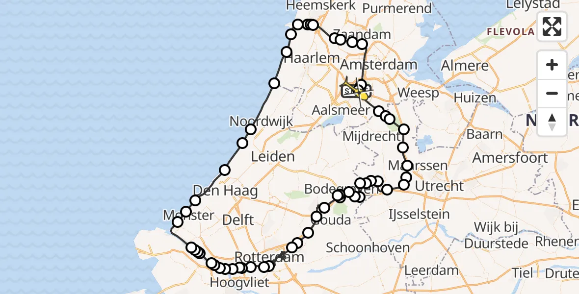 Routekaart van de vlucht: Politieheli naar Schiphol, Mercuriusweg