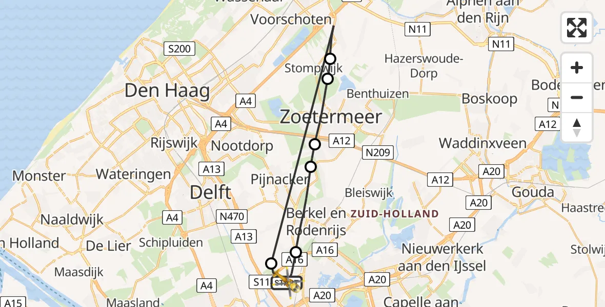 Vluchtroute Traumahelikopter Rotterdam The Hague Airport - Rotterdam The Hague Airport, 10 maart 2024, 15:36
