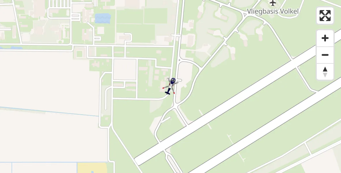 Vluchtroute Politiehelikopter van Vliegbasis Volkel naar Vliegbasis Volkel
