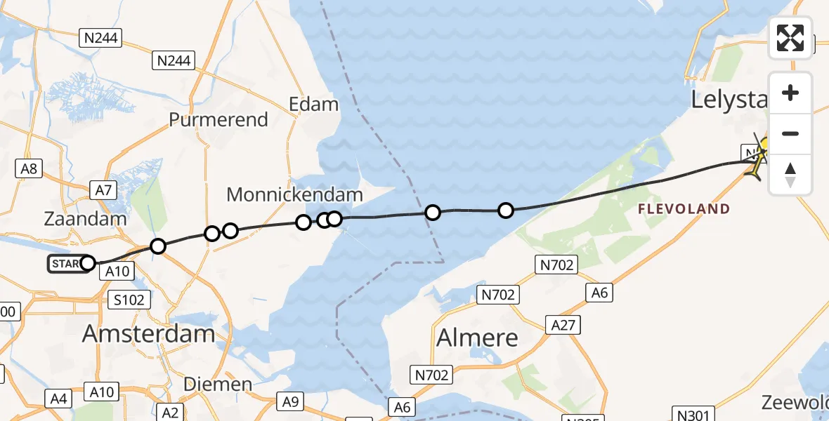 Routekaart van de vlucht: Lifeliner 1 naar Lelystad, Ankerweg