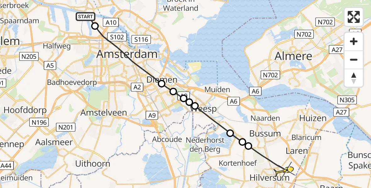 Routekaart van de vlucht: Lifeliner 1 naar Hilversum, Kajuitpad