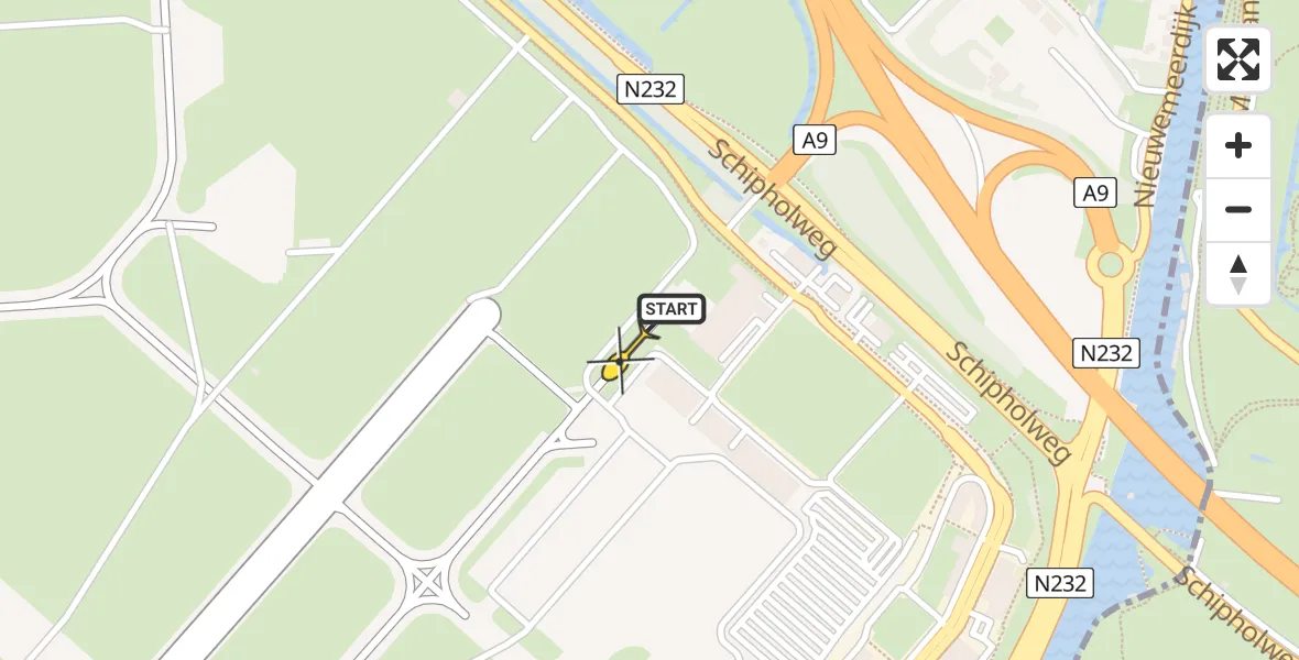 Vluchtroute Politiehelikopter van Schiphol naar Schiphol