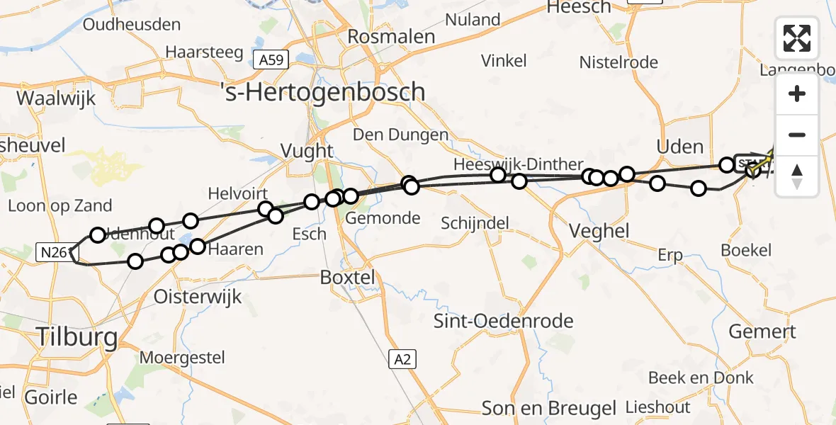 Routekaart van de vlucht: Lifeliner 3 naar Vliegbasis Volkel, Linie