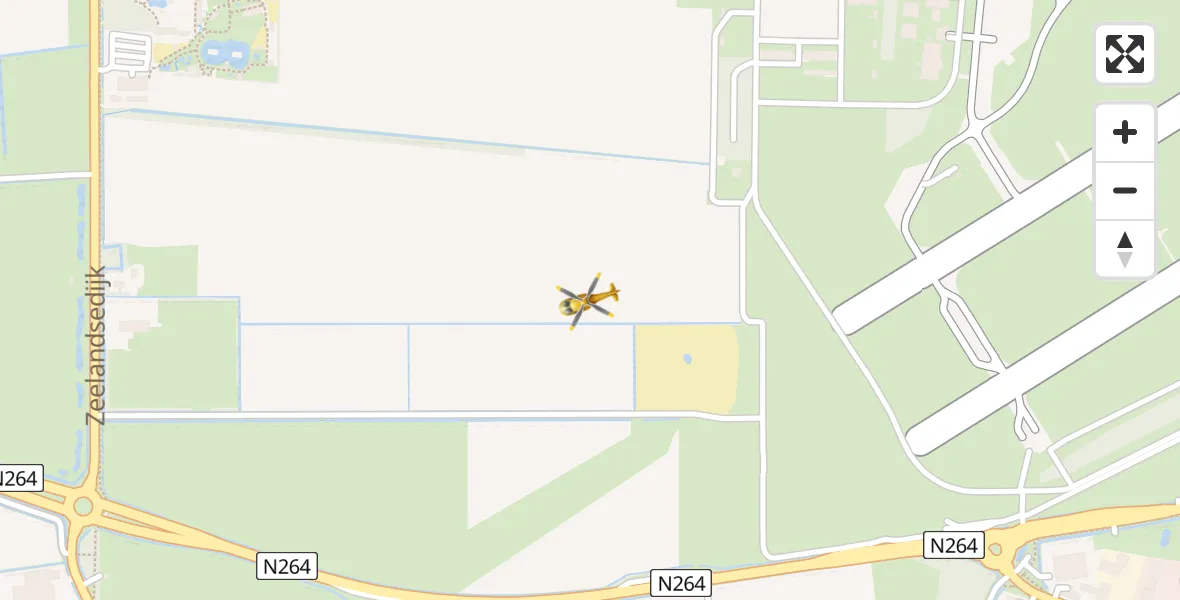 Vluchtroute Traumahelikopter van Vliegbasis Volkel naar Vliegbasis Volkel