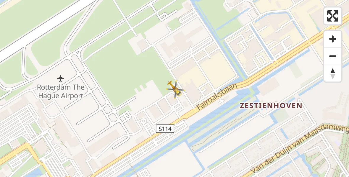Vluchtroute Traumahelikopter Rotterdam The Hague Airport - Rotterdam The Hague Airport, 10 maart 2024, 22:49