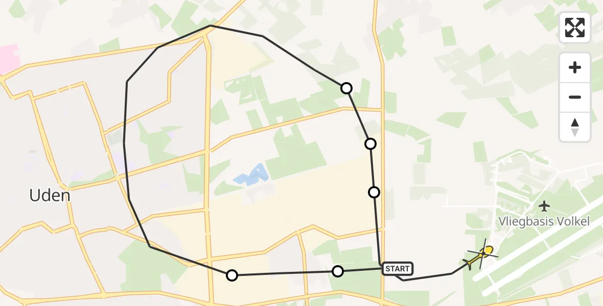 Routekaart van de vlucht: Lifeliner 3 naar Vliegbasis Volkel, Lankesstraat