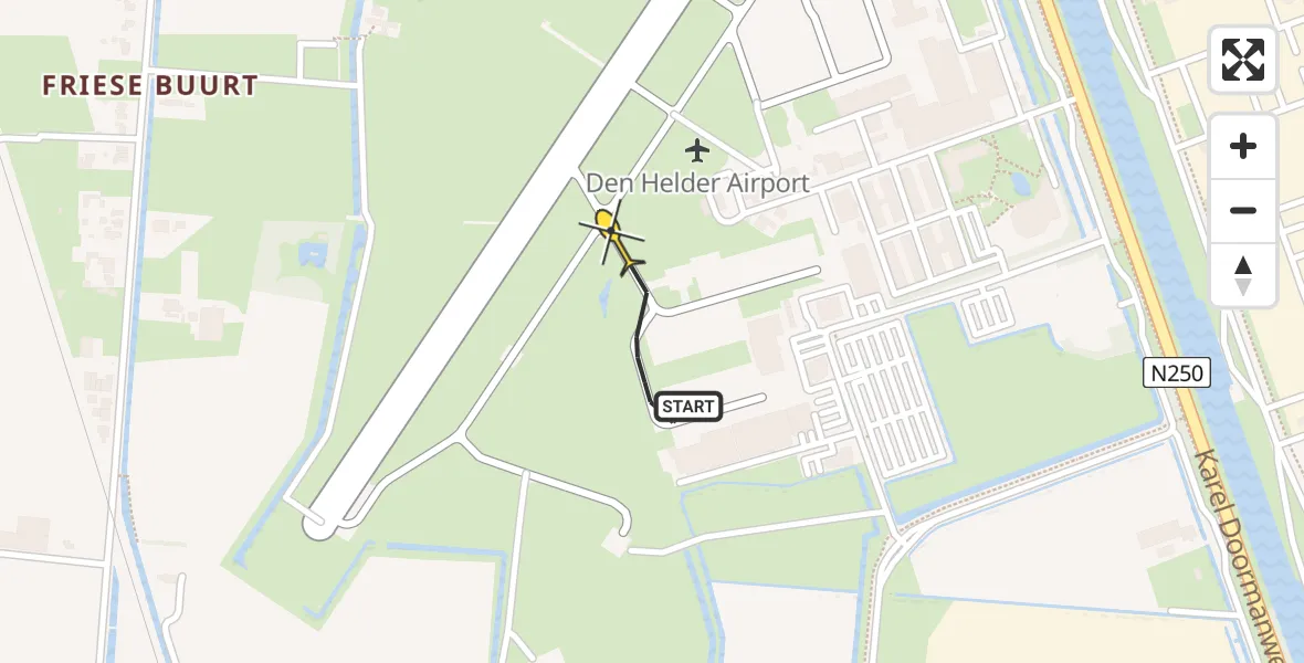 Vluchtroute  van Vliegveld De Kooy naar Vliegveld De Kooy