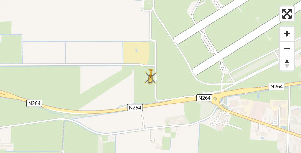 Vluchtroute Traumahelikopter van Vliegbasis Volkel naar Vliegbasis Volkel