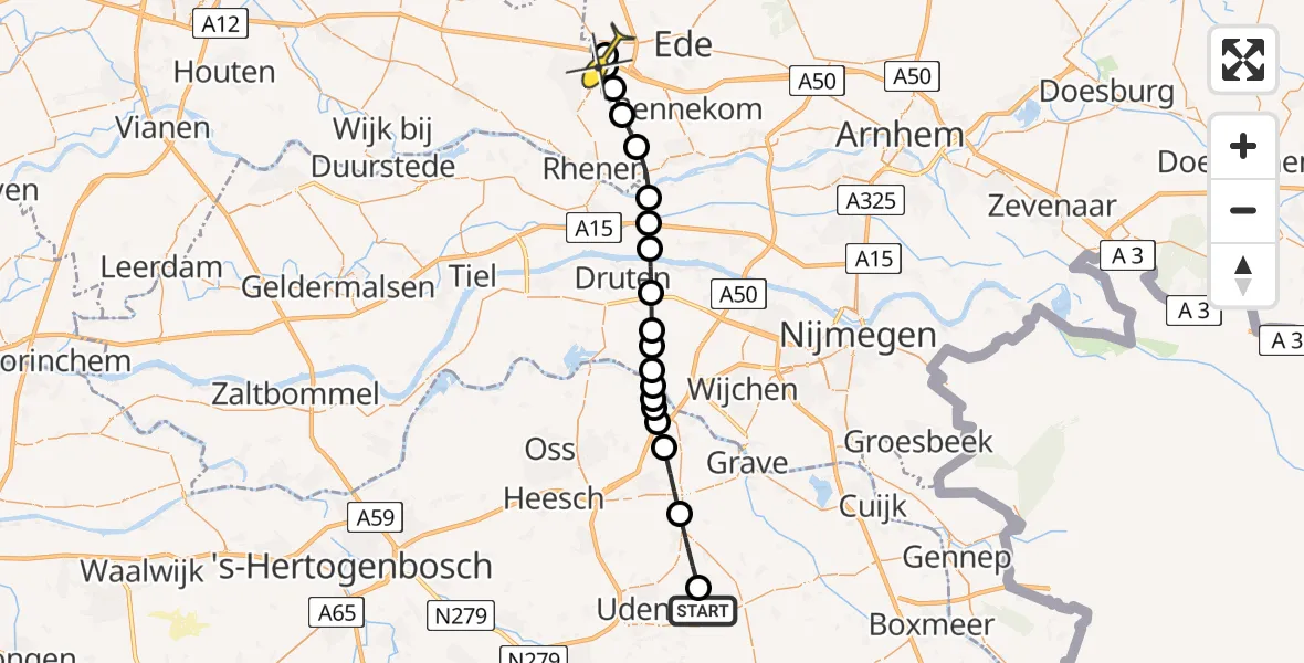 Routekaart van de vlucht: Lifeliner 3 naar Veenendaal, Bovenste Trent