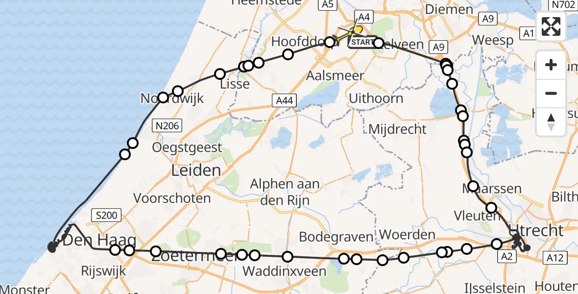Routekaart van de vlucht: Politieheli naar Luchthaven Schiphol, Kleine Noorddijk