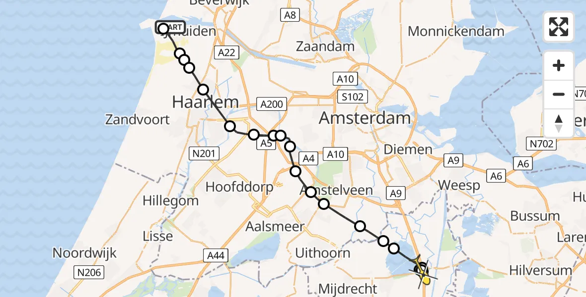 Routekaart van de vlucht: Lifeliner 1 naar Loenersloot, Breskensstraat