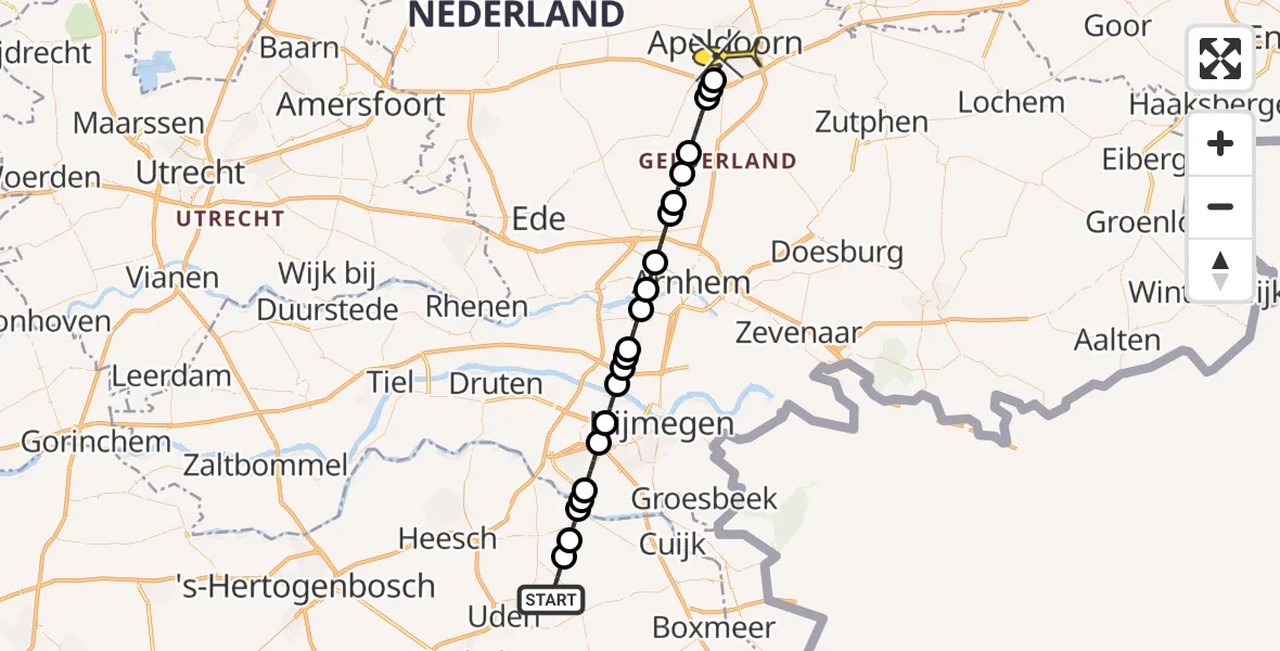 Routekaart van de vlucht: Lifeliner 3 naar Apeldoorn, Graspeel