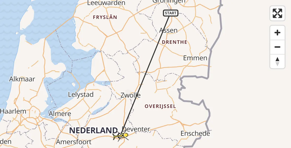 Routekaart van de vlucht: Traumaheli naar Apeldoorn, Geelgorsweg