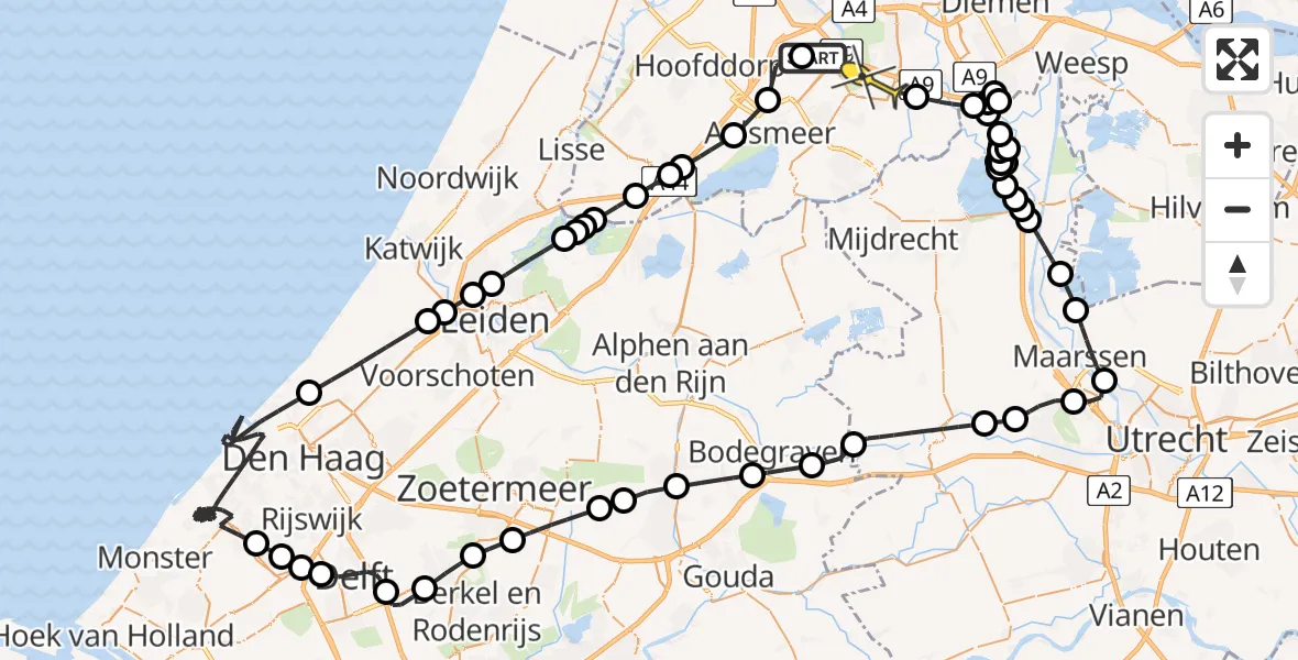 Routekaart van de vlucht: Politieheli naar Amstelveen, Randweg D