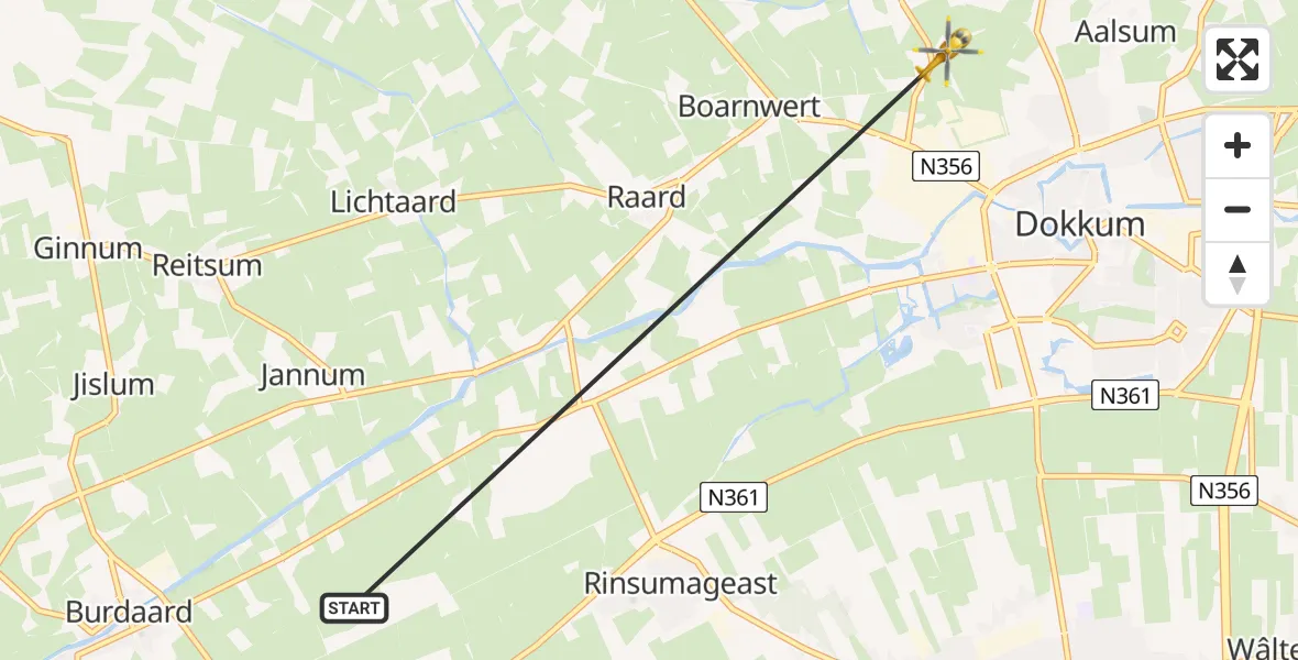 Vluchtroute Ambulancehelikopter Rinsumageast - , 12 maart 2024, 14:24